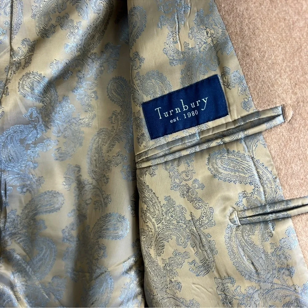Turnbury 100% Camel Hair Blazer Sports Coat Tan 44S Academia Office Classic